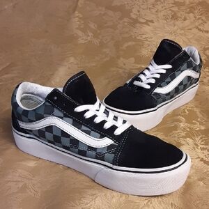 VANS Old  Skool Platform Black and Gray Checkered Shoes Women's 6.5 Men's 5.0